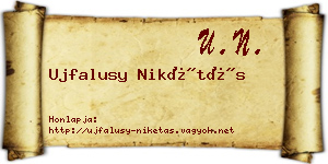 Ujfalusy Nikétás névjegykártya